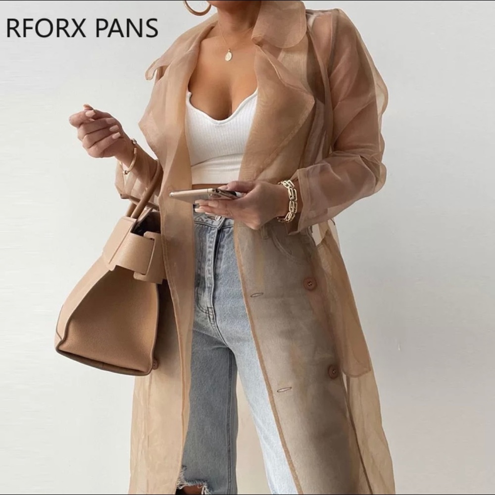 NEW Woman’s Elegant Solid Button with Sashes Turn Down Collar Long Sleev…